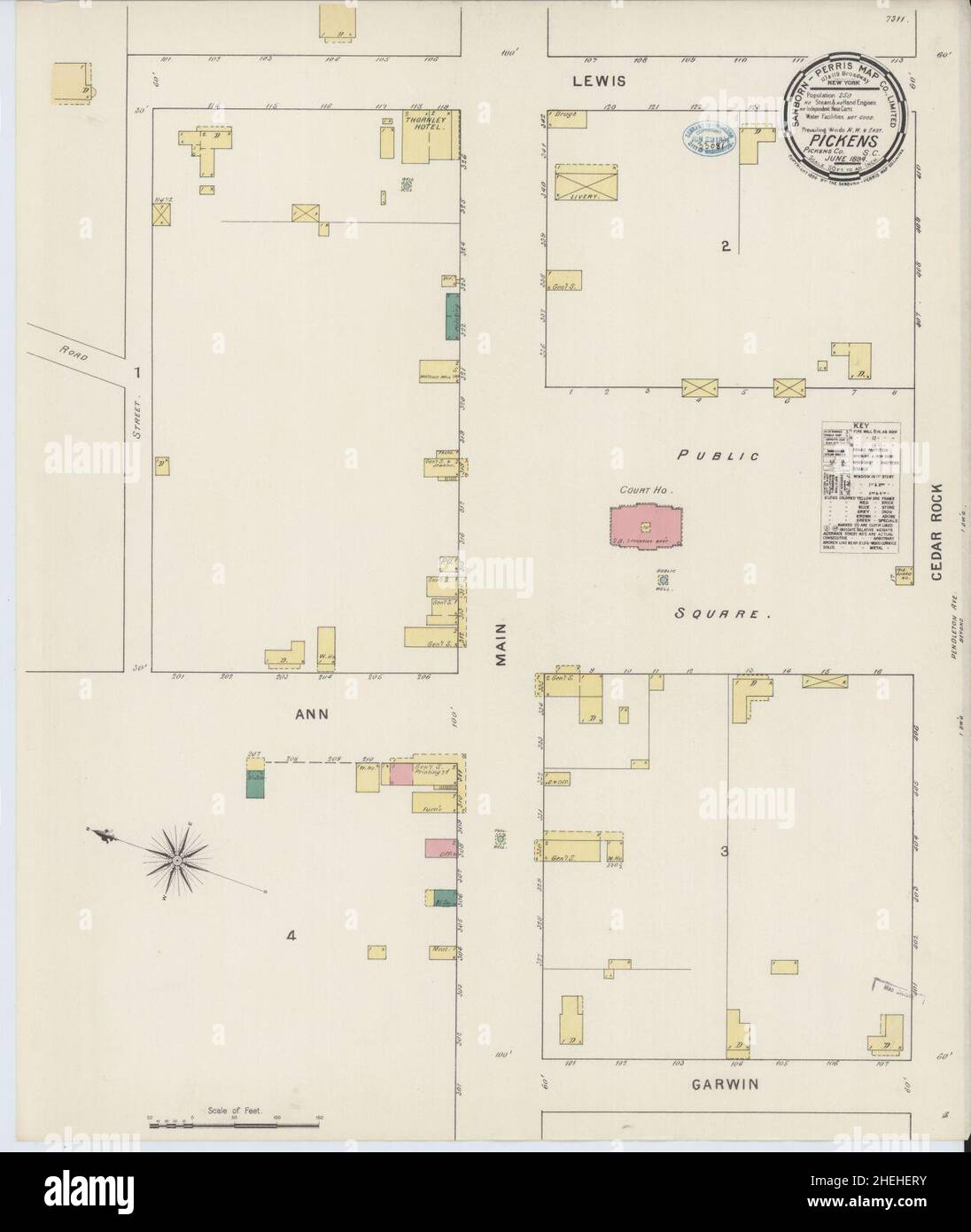 Sanborn Fire Insurance Map da Pickens, Pickens County, South Carolina. Foto Stock
