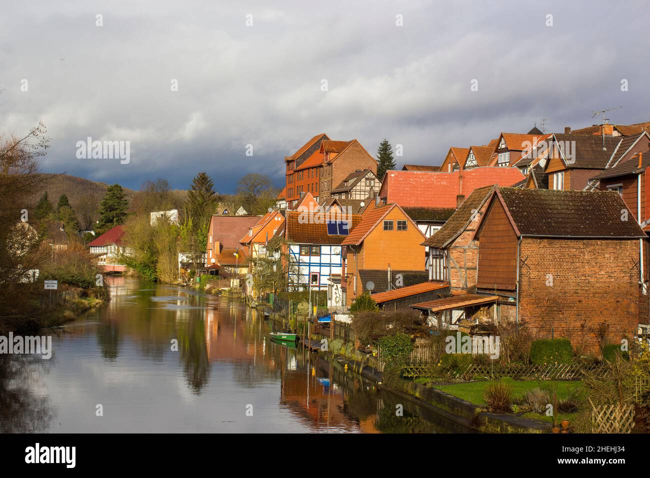 La città di Bad Sooden-Allendorf nella valle di Werra in Germania, Hessen Foto Stock