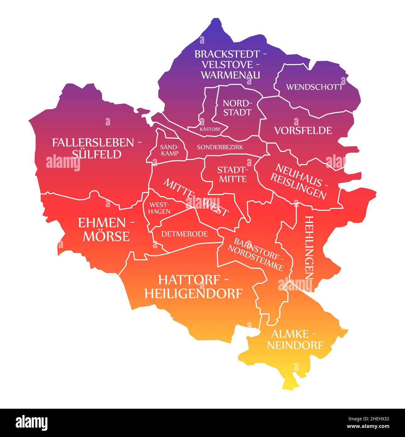 Wolfsburg City Map Germania DE etichettato arcobaleno colorato illustrazione Foto Stock