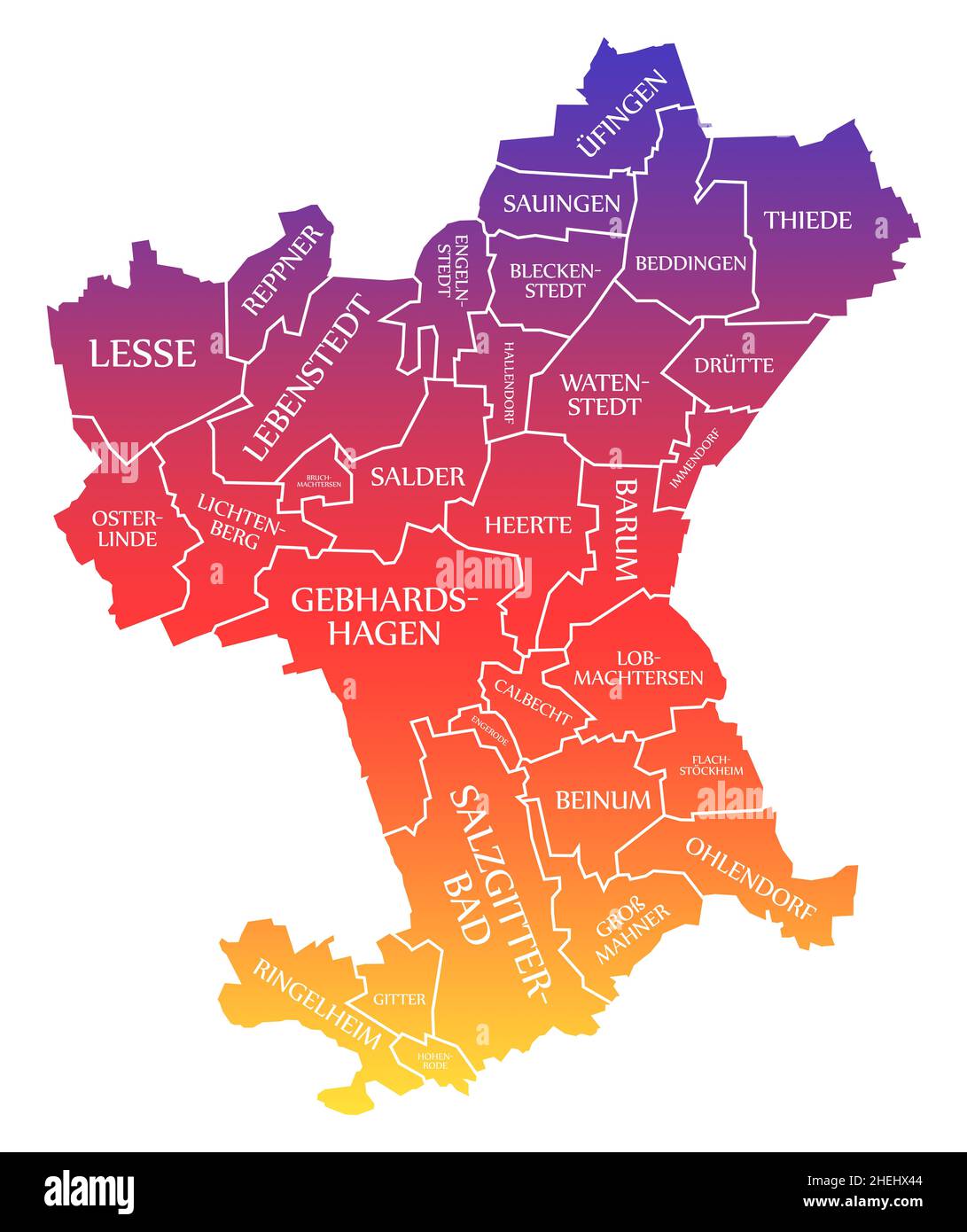 Salzgitter City Map Germania DE etichettato arcobaleno colorato illustrazione Foto Stock