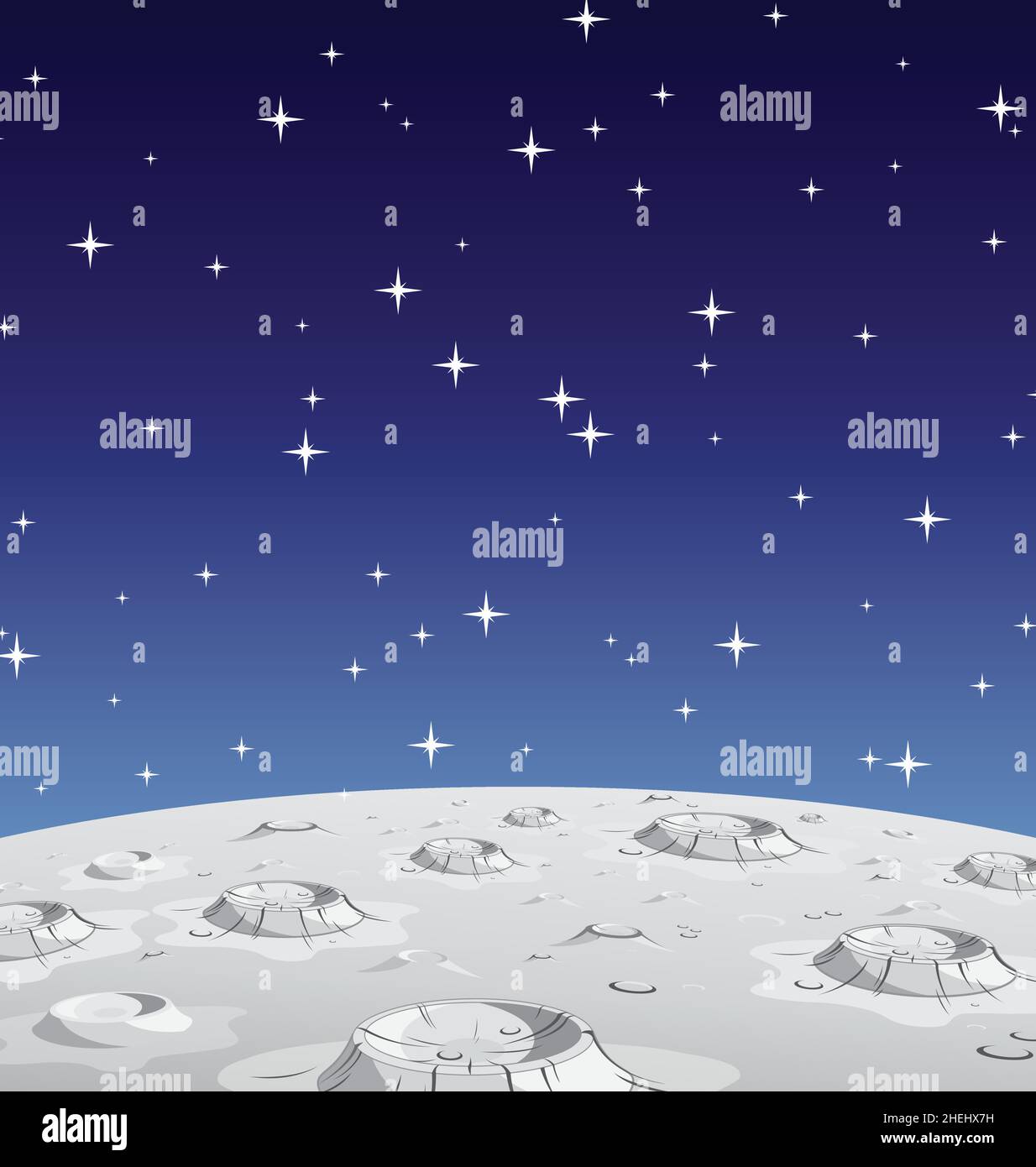 luna lunare superficie con crateri e sfondo stellare cartoon illustrazione vettoriale Illustrazione Vettoriale