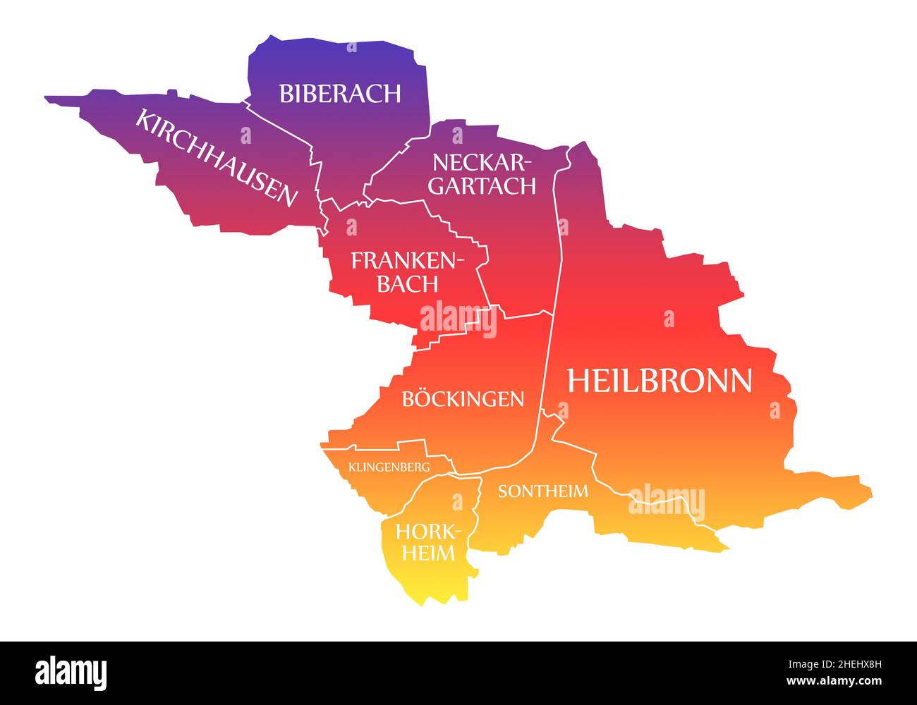 Heilbronn City Map Germania DE etichettato arcobaleno colorato illustrazione Foto Stock