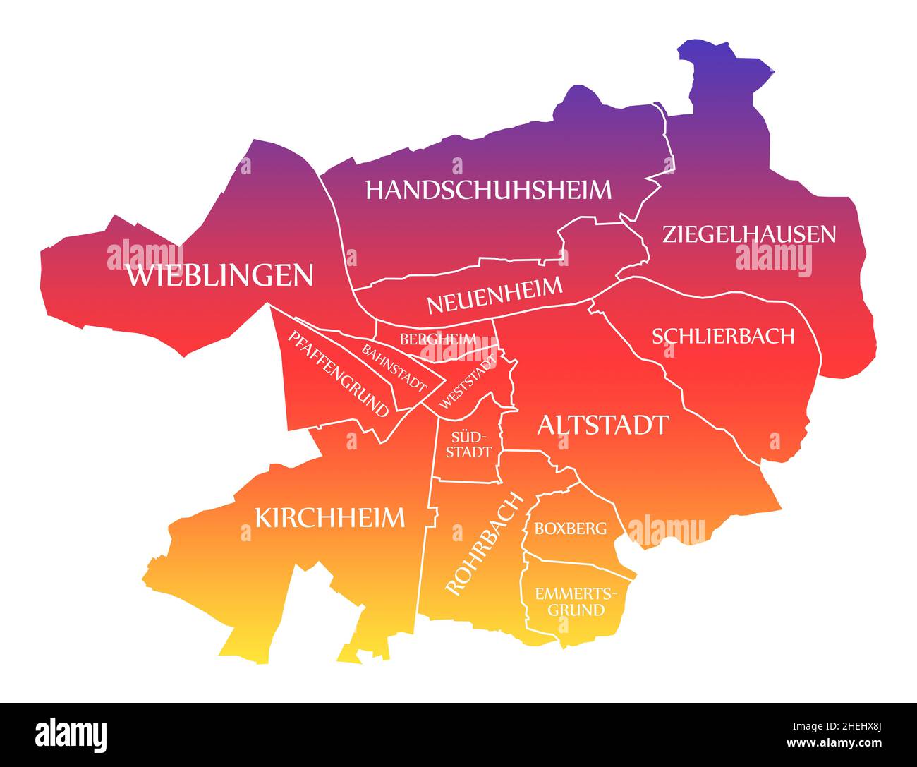 Heidelberg City Map Germania DE etichettato arcobaleno colorato illustrazione Foto Stock