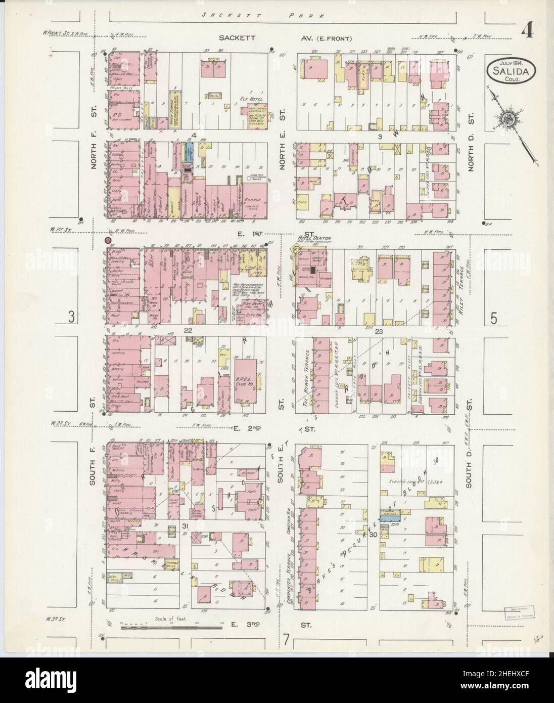 Sanborn Fire Insurance Map da Salida, Chaffee County, Colorado. Foto Stock