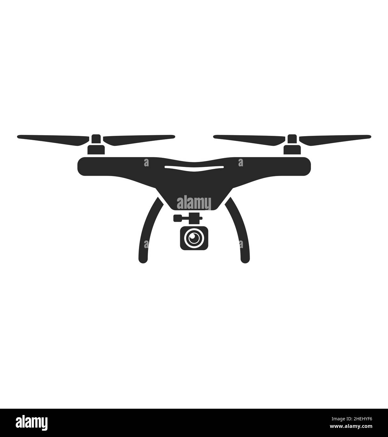 semplice icona a forma di drone con vettore della fotocamera isolato su sfondo bianco Illustrazione Vettoriale