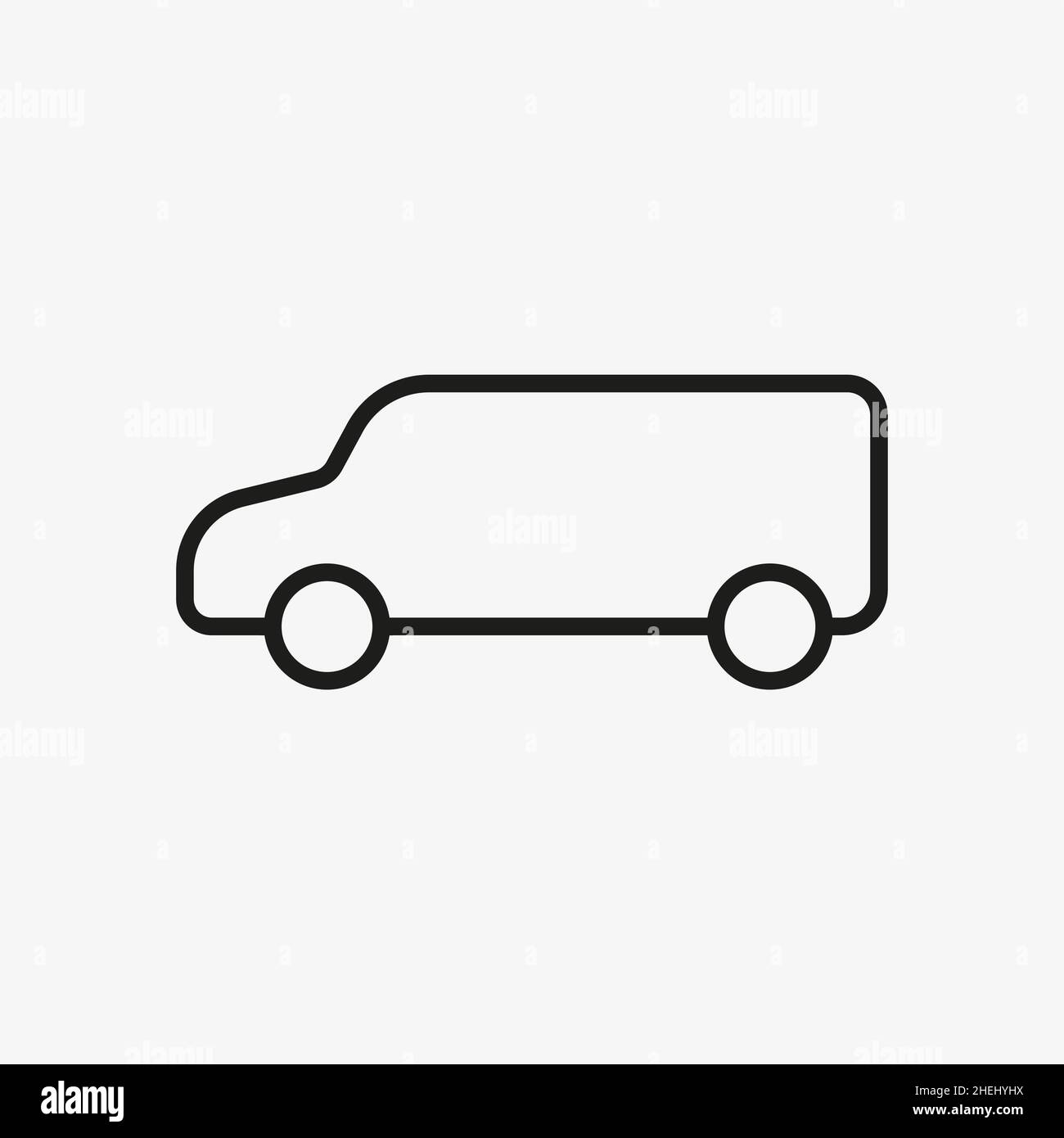 Icona del contorno del vettore della boxy car. Pittogramma MPV auto. Illustrazione Vettoriale