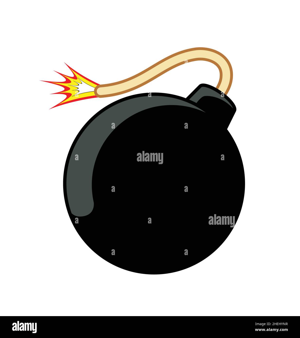 classico cartoon bomba nera bomba esplosiva dinamite con fuze illuminato simbolo vettore isolato su sfondo bianco Illustrazione Vettoriale
