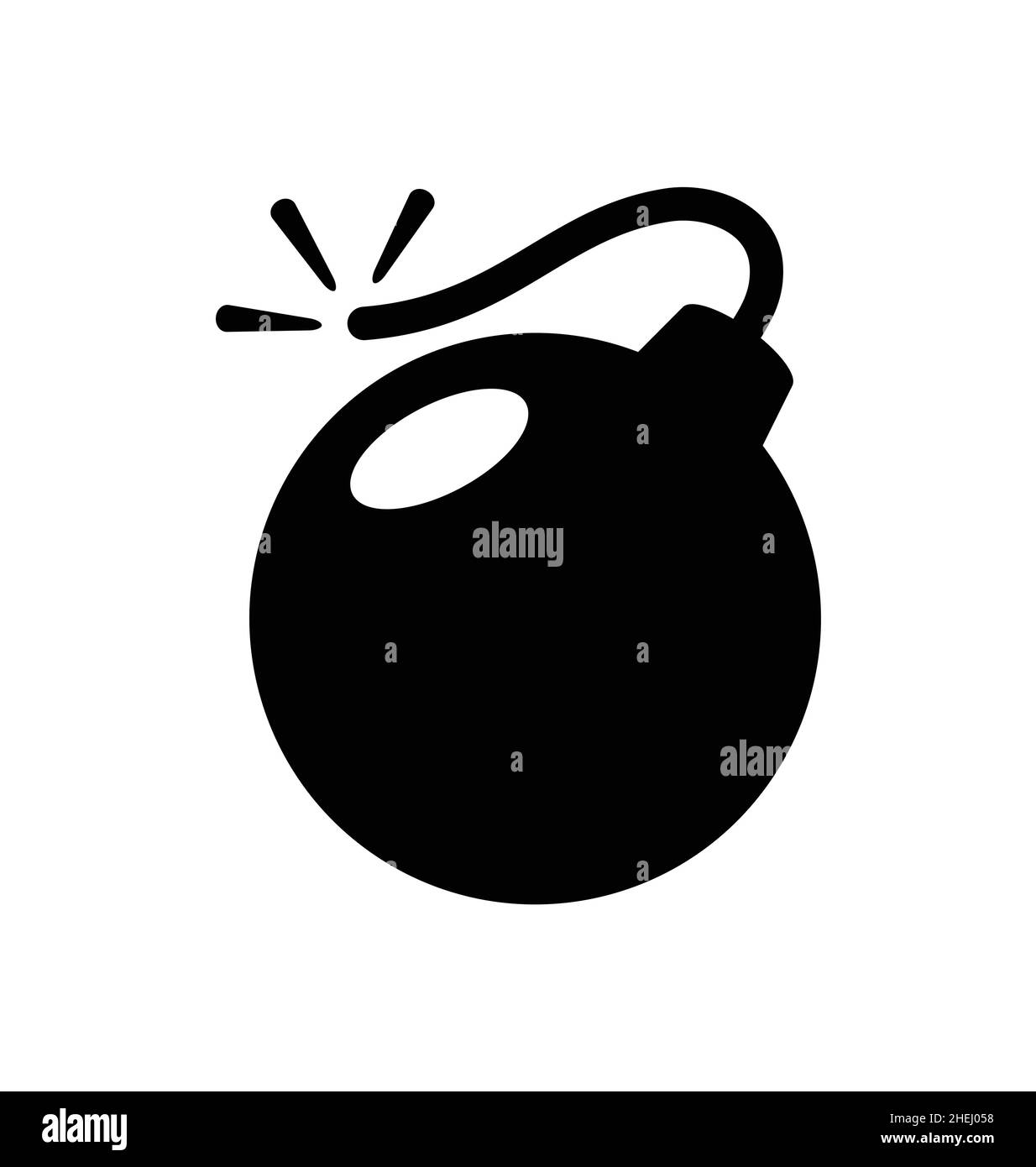 classico cartoon bomba nera bomba esplosiva dinamite con fuze illuminato simbolo isolato vettore su sfondo bianco Illustrazione Vettoriale