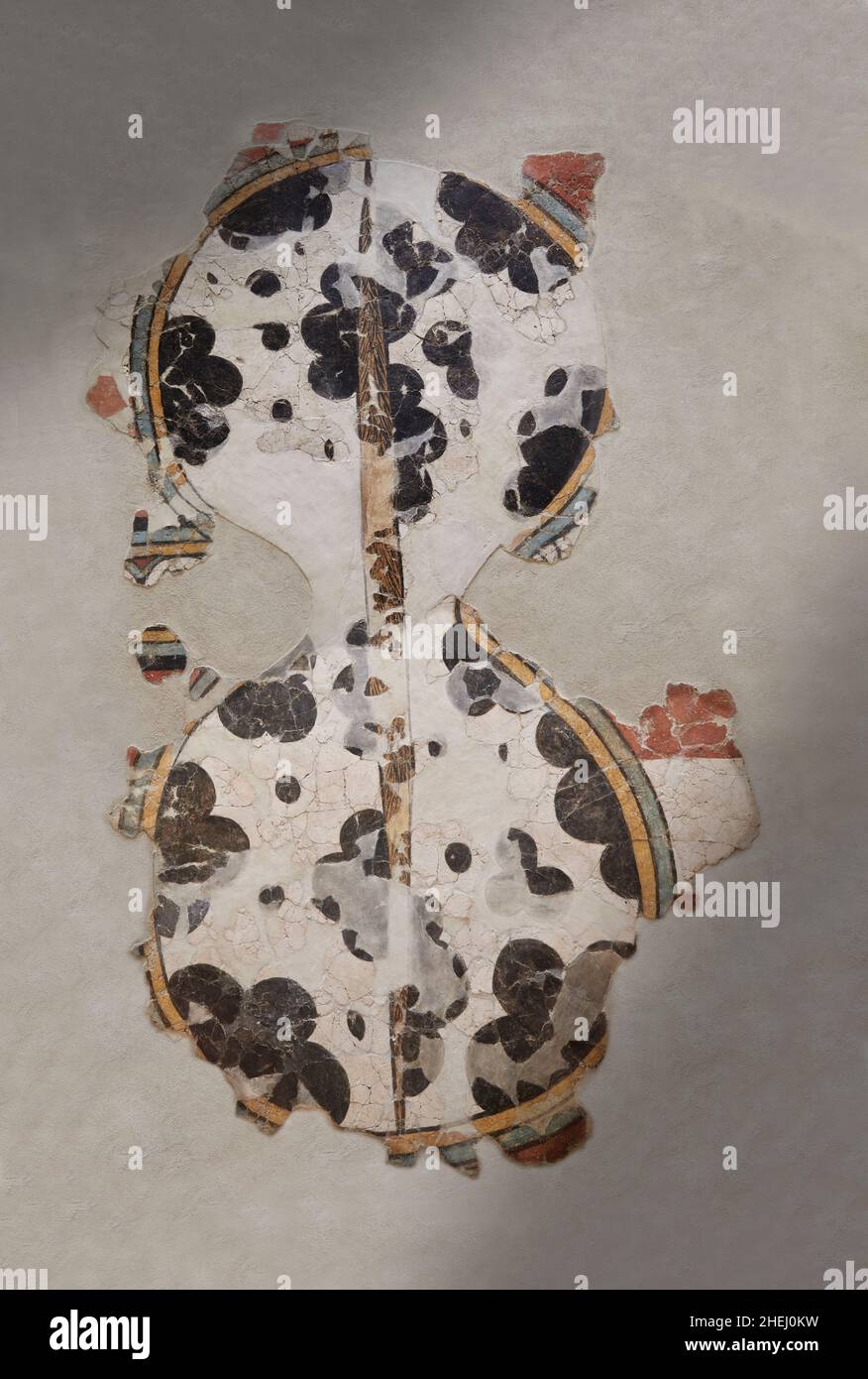 Figura micenea di otto pareti affrescate dello scudo, 1250-1180 a.C., corridoio M, quartiere Sud Ovest, Micene. Museo del sito archeologico di Micene, Grecia. Foto Stock