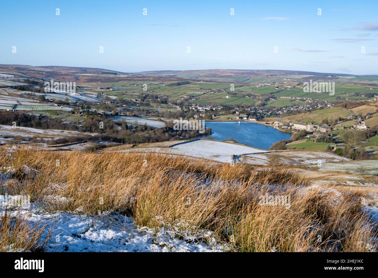 Leeming serbatoio, vicino a Oxenhope, Bradford, West Yorkshire, Inghilterra, Regno Unito. Foto Stock