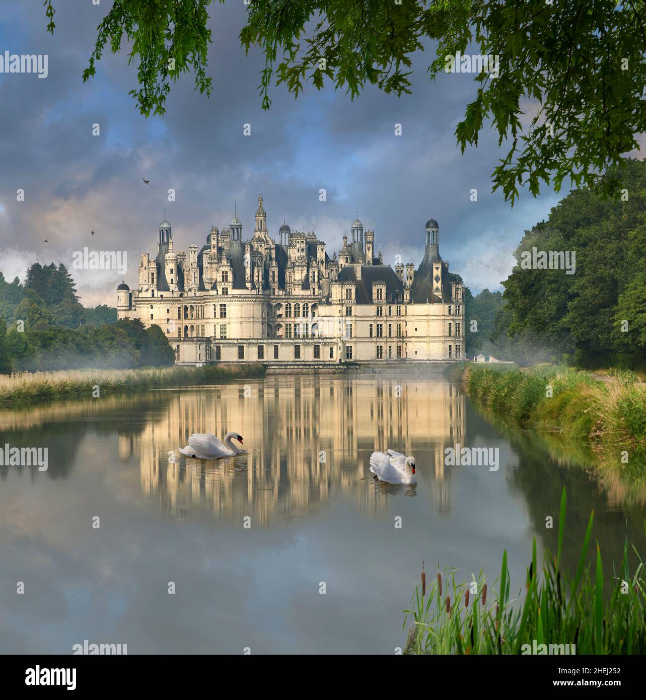 Il Château de Chambord, Centre-Val de Loire, un castello rinascimentale francese (1519-1547). Chambord è il Château più grande della Valle della Loira; era Foto Stock