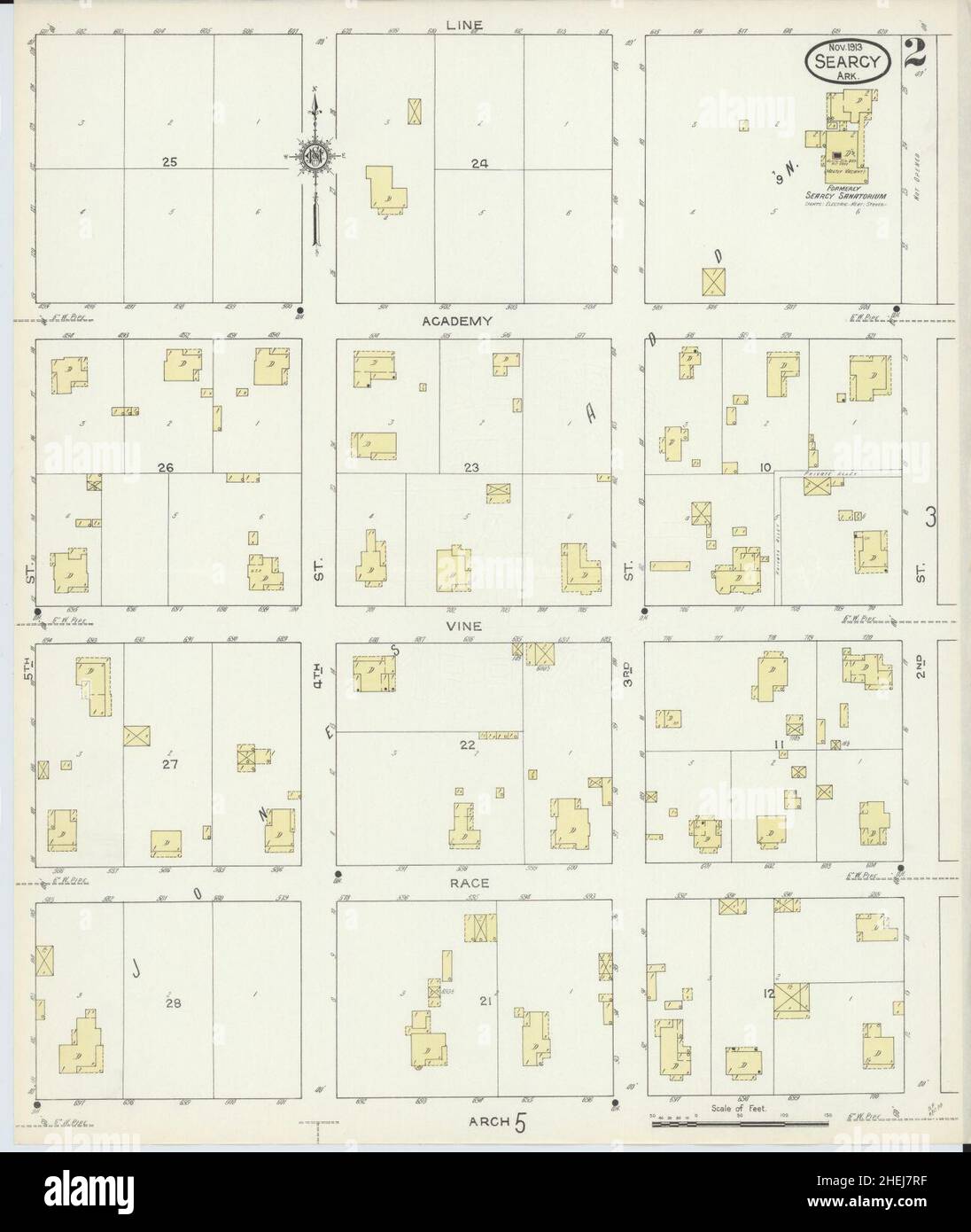 Sanborn Fire Insurance Map da Searcy, White County, Arkansas. Foto Stock