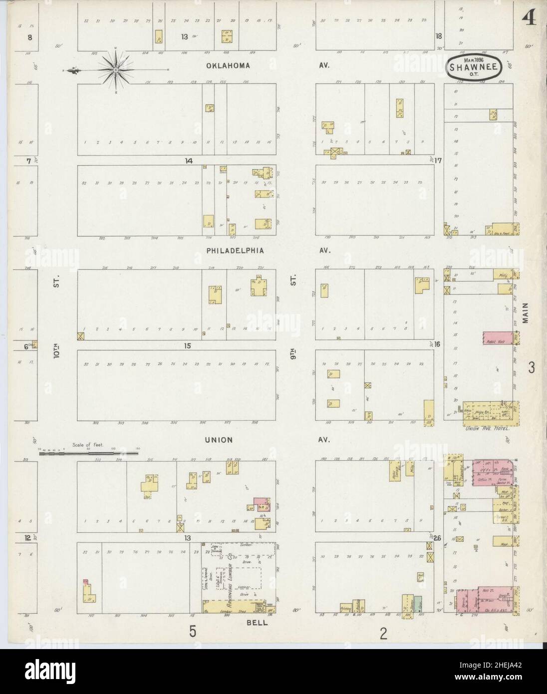 Sanborn Fire Insurance Map from Shawnee, Pottawatomie County, Oklahoma. Foto Stock