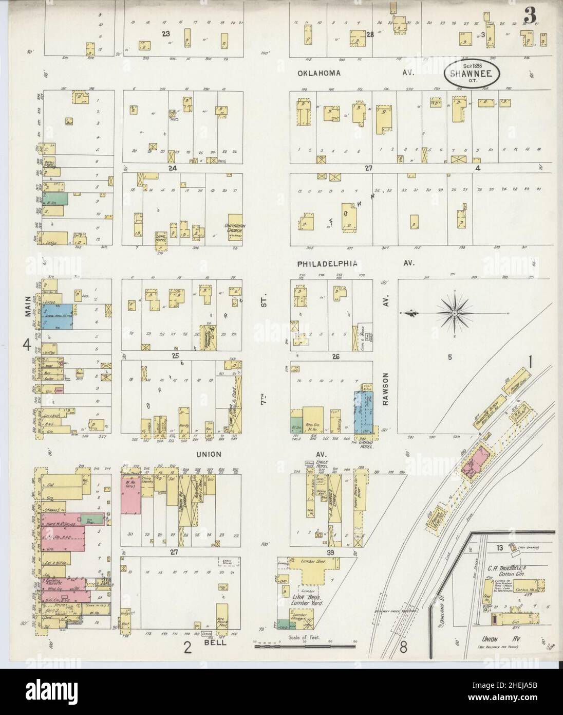 Sanborn Fire Insurance Map from Shawnee, Pottawatomie County, Oklahoma. Foto Stock