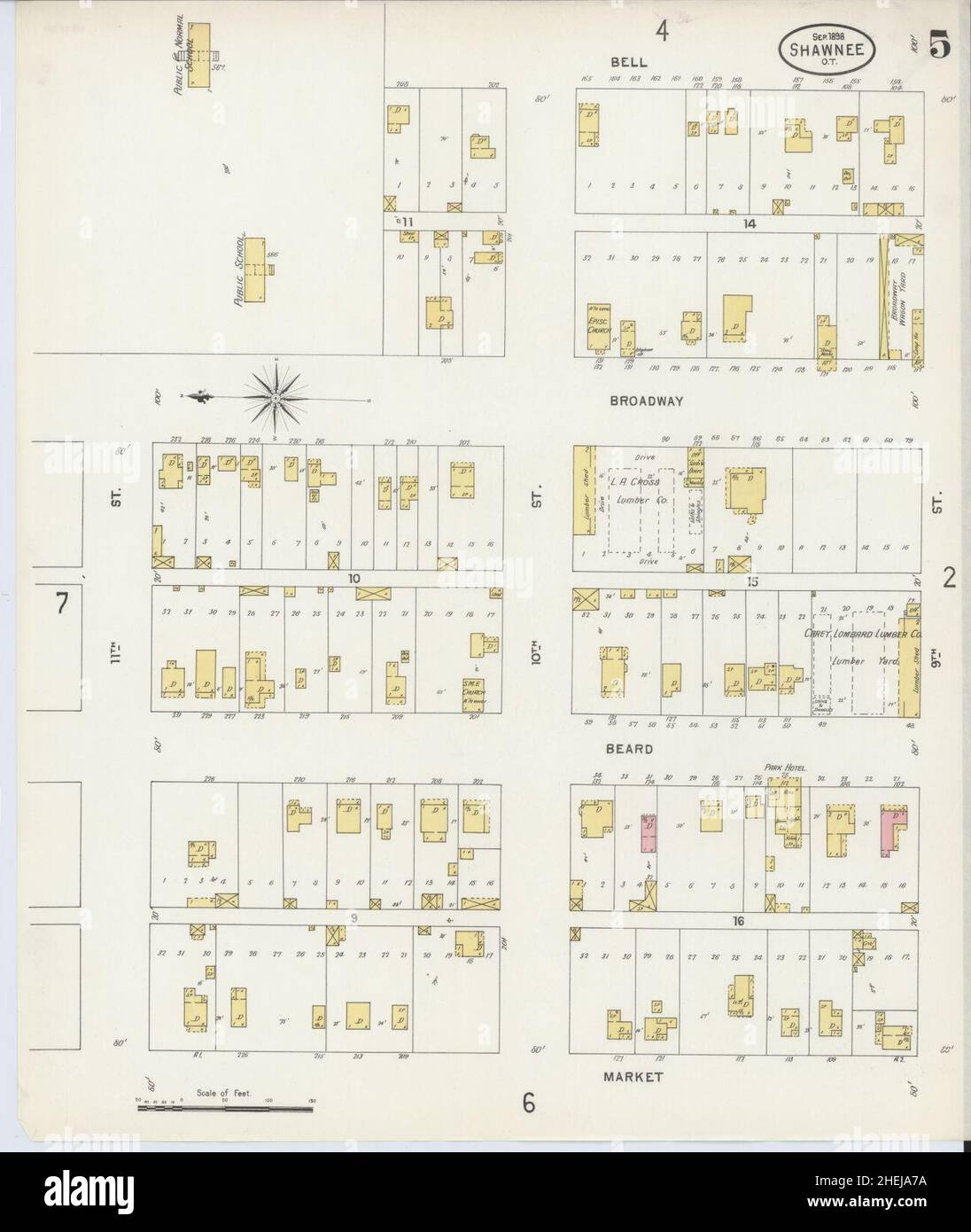 Sanborn Fire Insurance Map from Shawnee, Pottawatomie County, Oklahoma. Foto Stock