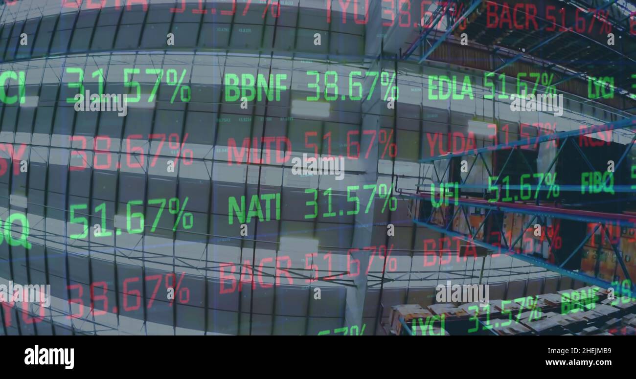 Immagine dell'elaborazione dei dati finanziari nel magazzino Foto Stock