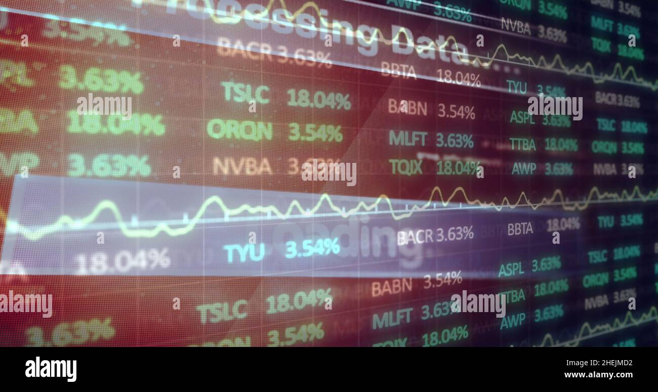 Immagine del trattamento dei dati finanziari Foto Stock