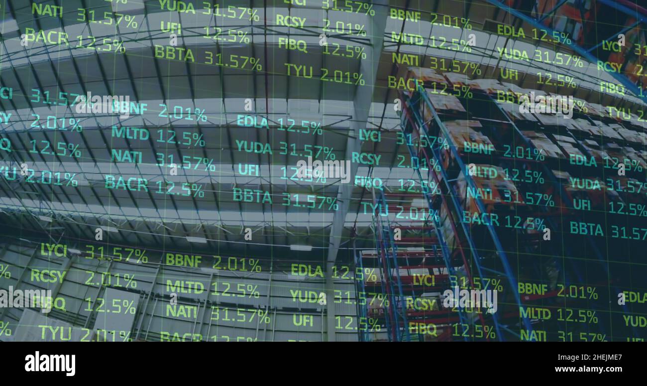 Immagine dell'elaborazione dei dati finanziari nel magazzino Foto Stock