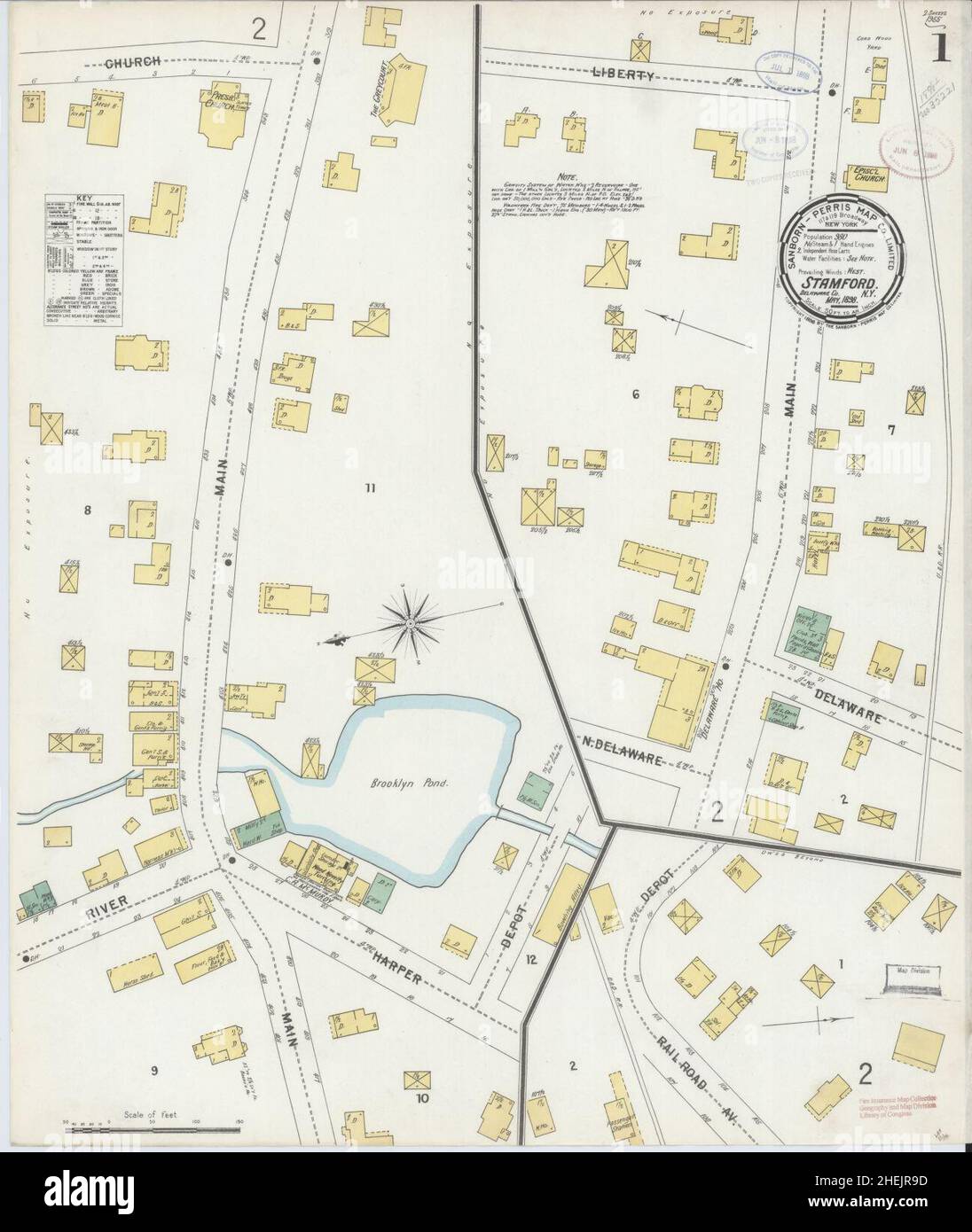 Sanborn Fire Insurance Map da Stamford, Delaware County, New York. Foto Stock