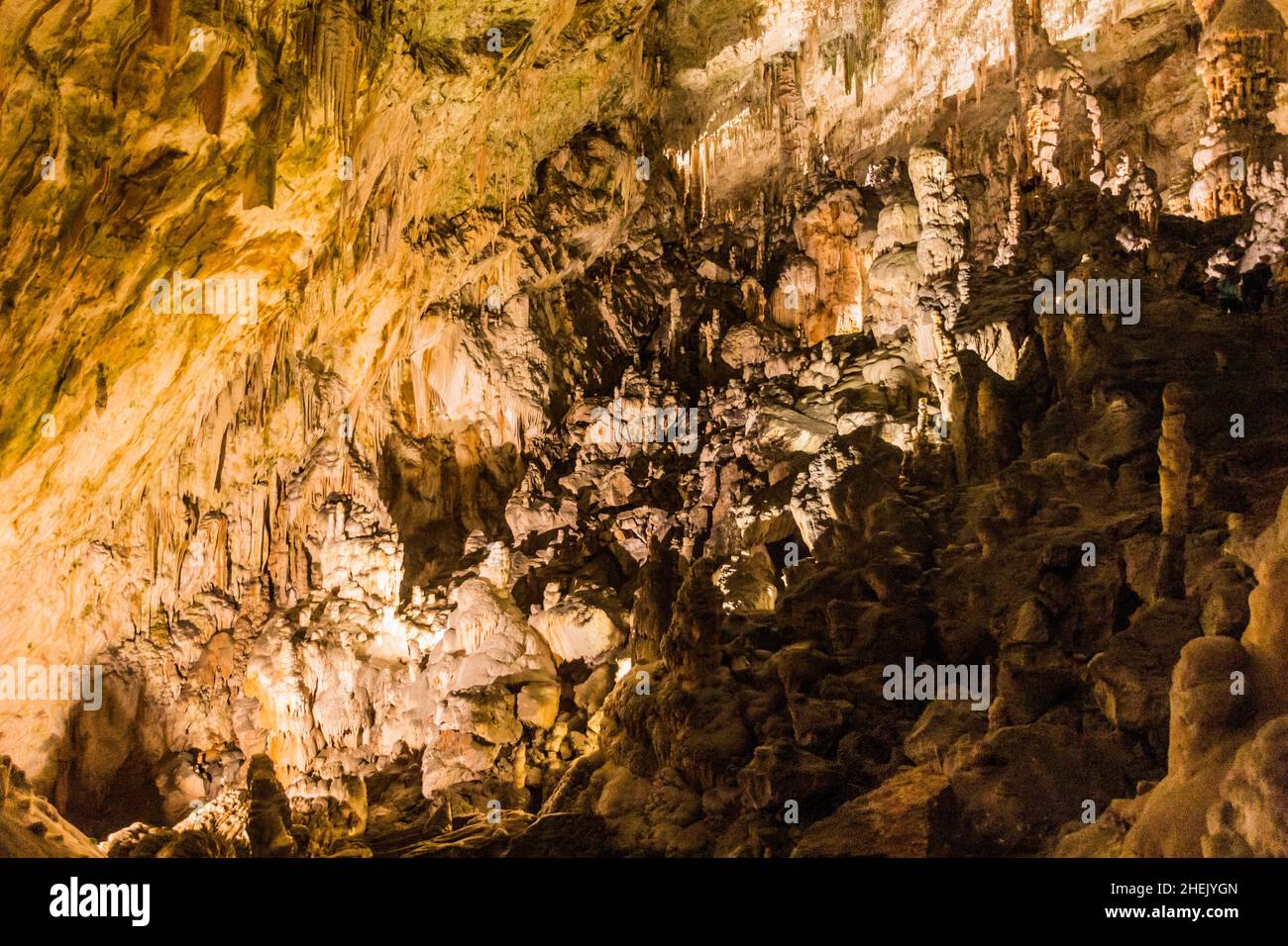 Formazioni rocciose della grotta di Postojna, Slovenia Foto Stock