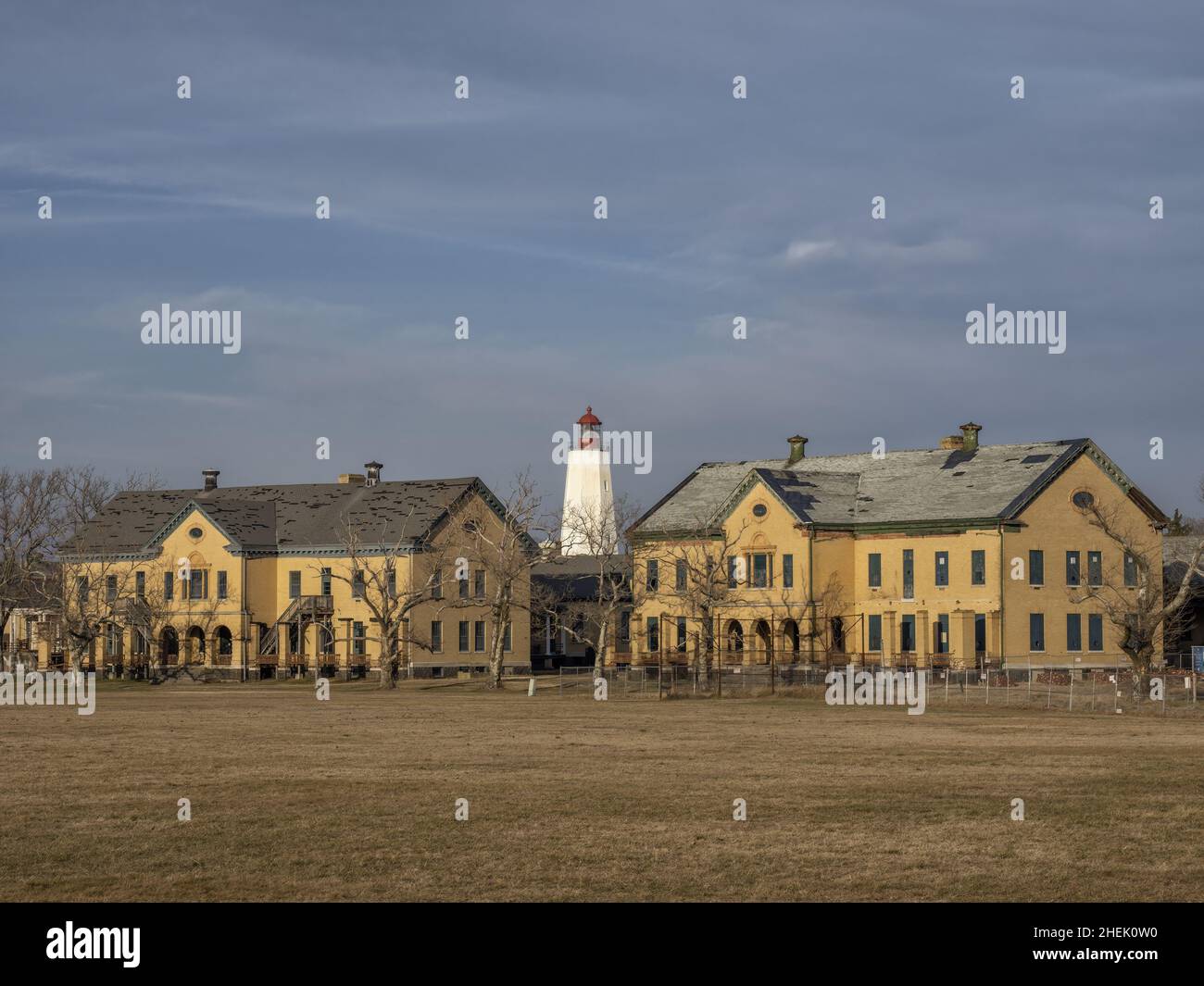 Sandy Hook Lighthouse at Fort Hancock è un ex forte dell'esercito degli Stati Uniti a Sandy Hook, Gateway National Recreation Area, Middletown Township, New JE Foto Stock