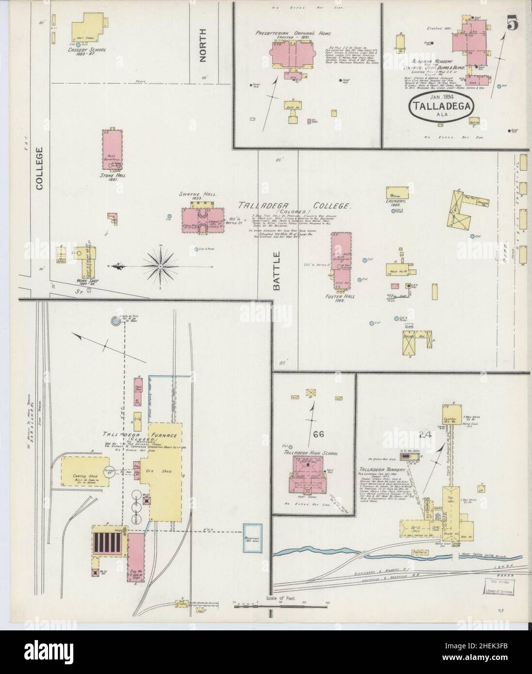 Sanborn Fire Insurance Map da Talladega, Talladega County, Alabama. Foto Stock