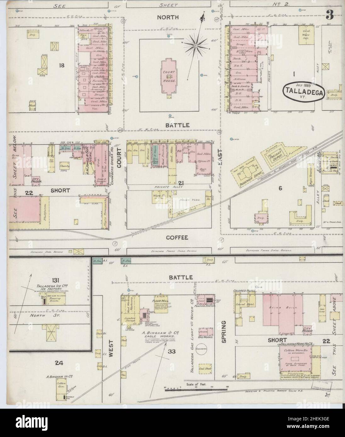 Sanborn Fire Insurance Map da Talladega, Talladega County, Alabama. Foto Stock