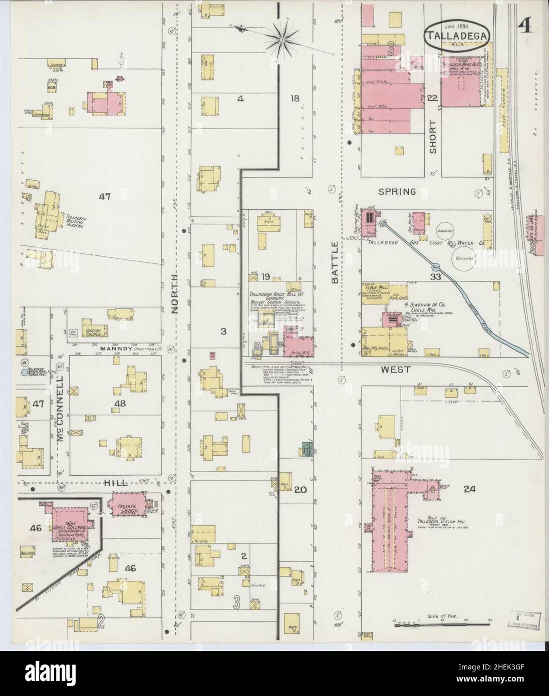 Sanborn Fire Insurance Map da Talladega, Talladega County, Alabama. Foto Stock