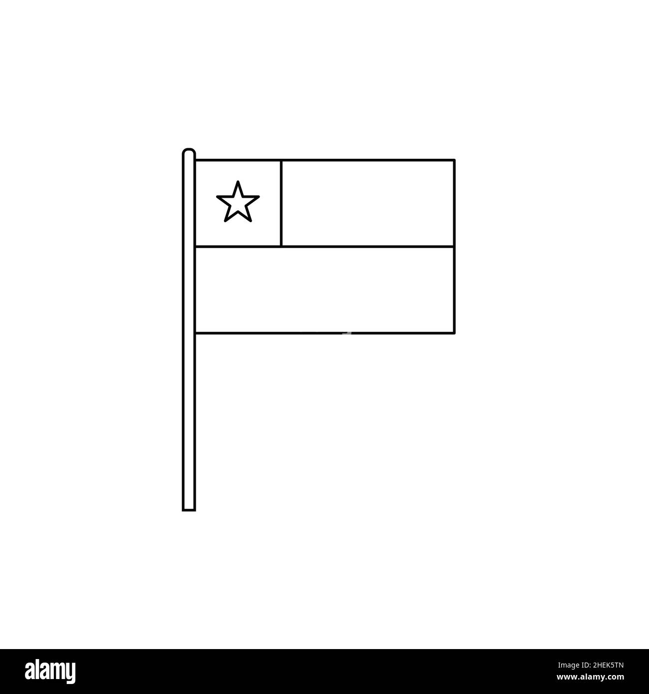 Bandiera a contorno nero su del Cile. Icona vettore a linea sottile Illustrazione Vettoriale