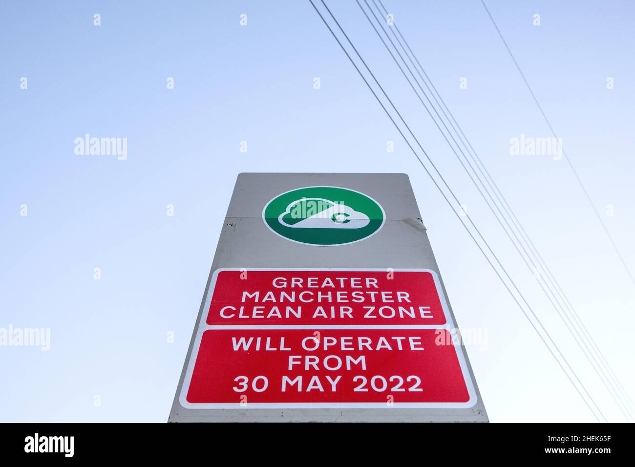 Greater Manchester Clean Air zone. Bury New Road, Manchester 2022. Foto Stock