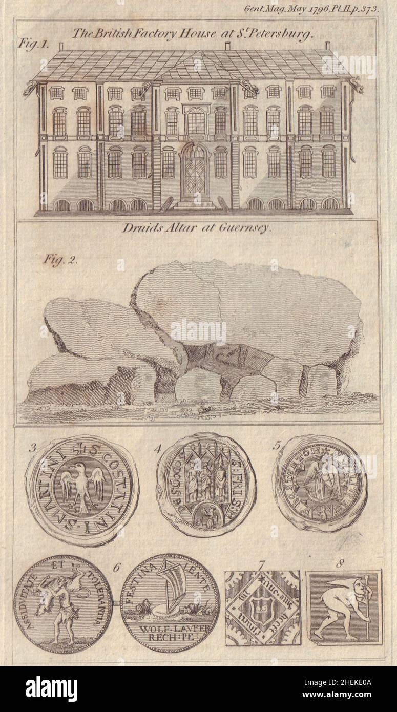 British Factory English Embankment San Pietroburgo. Druid altare, Guernsey 1796 Foto Stock