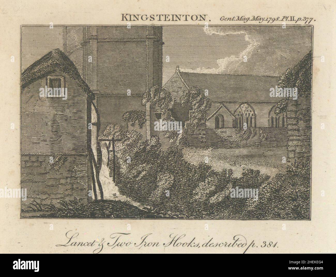 Vista della Chiesa di San Michele a Kingsteinton ora Kingsteignton, Devon. PICCOLO 1798 Foto Stock