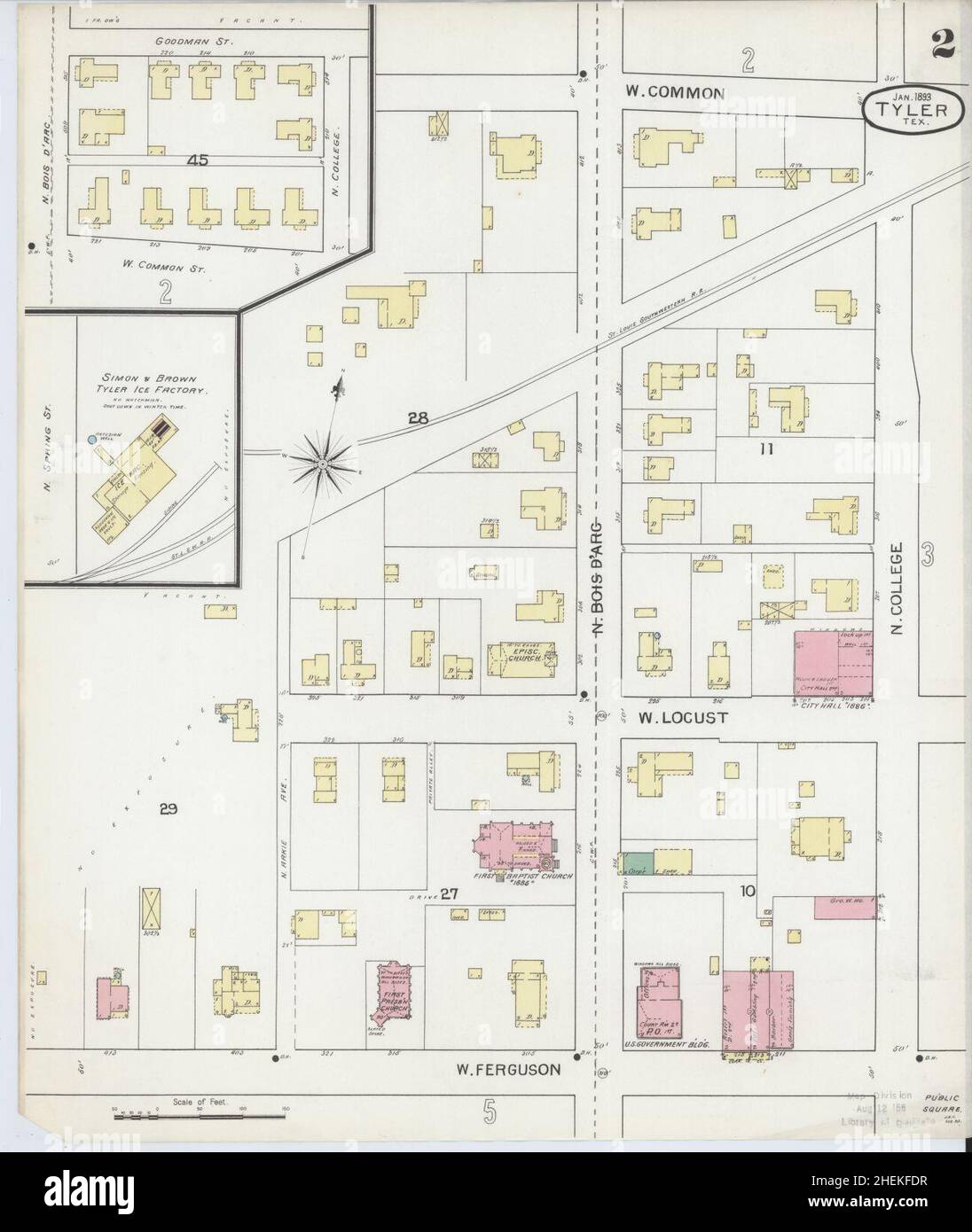 Sanborn Fire Insurance Map da Tyler, Smith County, Texas. Foto Stock