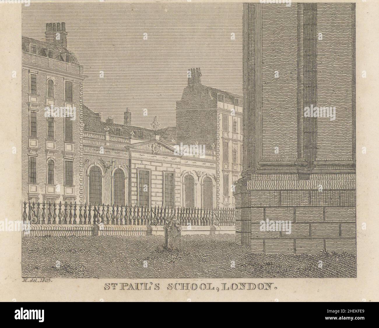 St Paul's School, edificio del 2nd, St Paul's Churchyard, Londra, 1818 stampe antiche Foto Stock