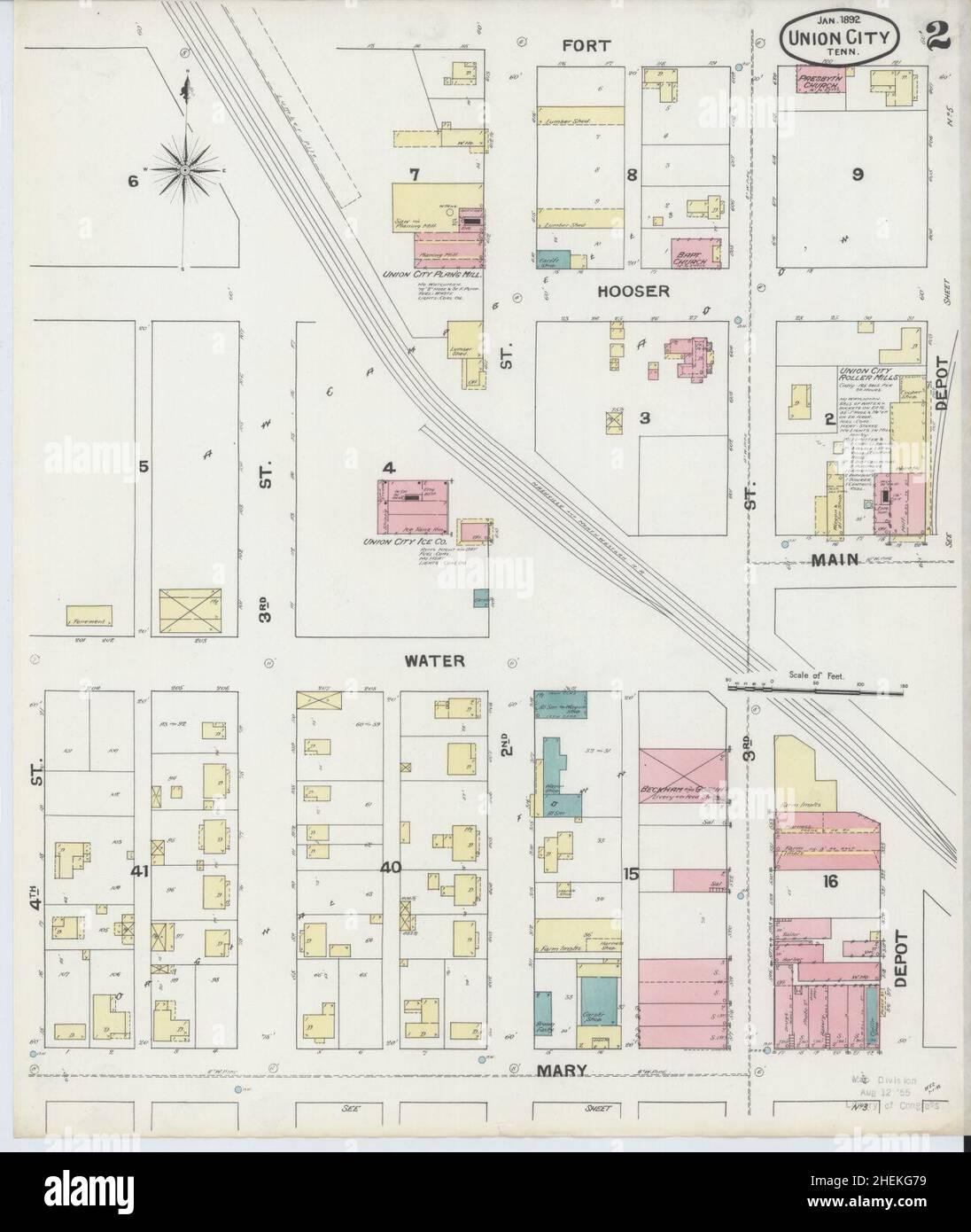 Sanborn Fire Insurance Map from Union City, contea di Obion, Tennessee. Foto Stock