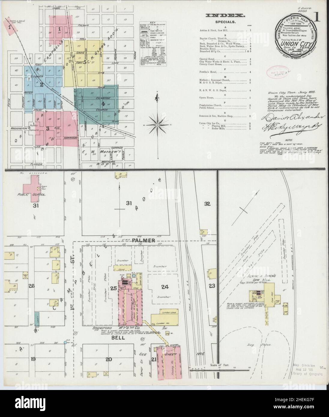 Sanborn Fire Insurance Map from Union City, contea di Obion, Tennessee. Foto Stock