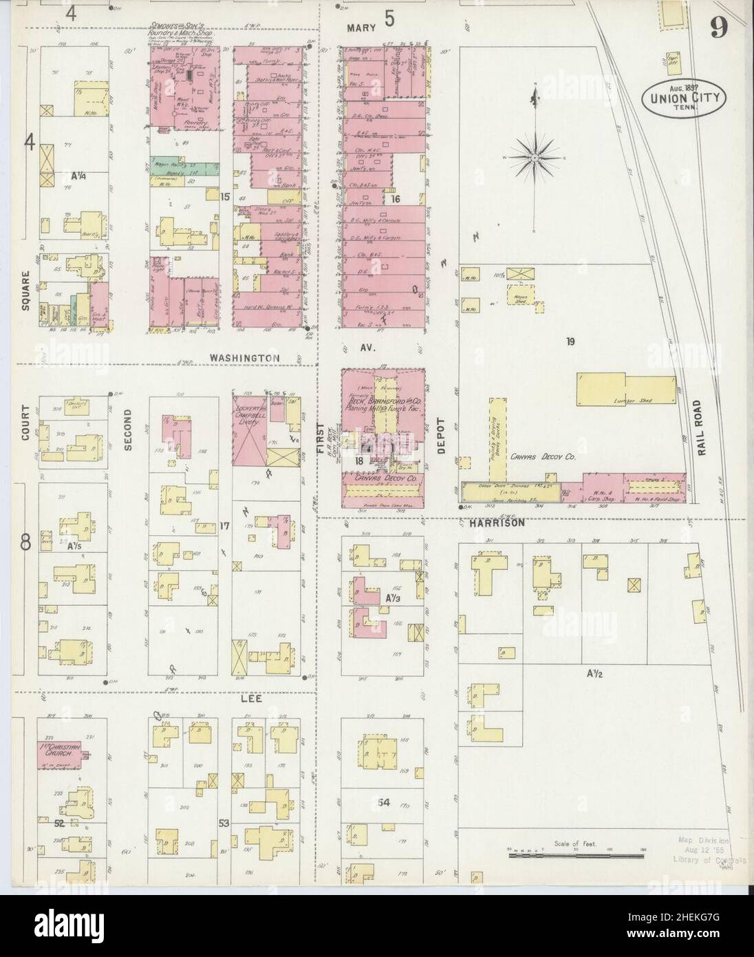 Sanborn Fire Insurance Map from Union City, contea di Obion, Tennessee. Foto Stock