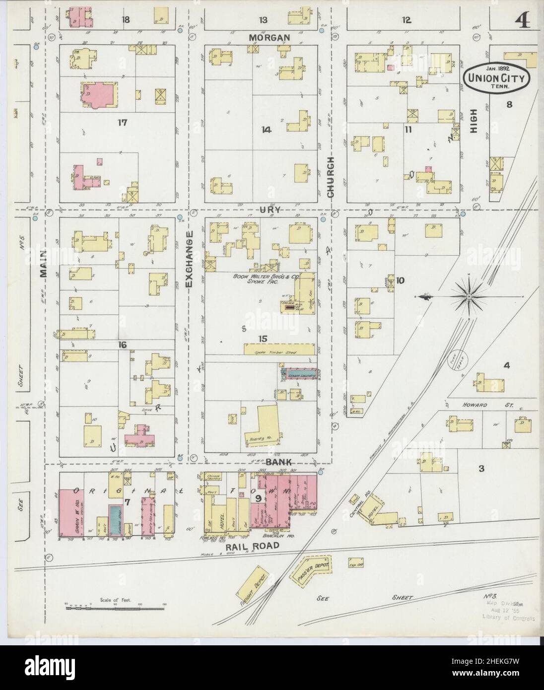 Sanborn Fire Insurance Map from Union City, contea di Obion, Tennessee. Foto Stock