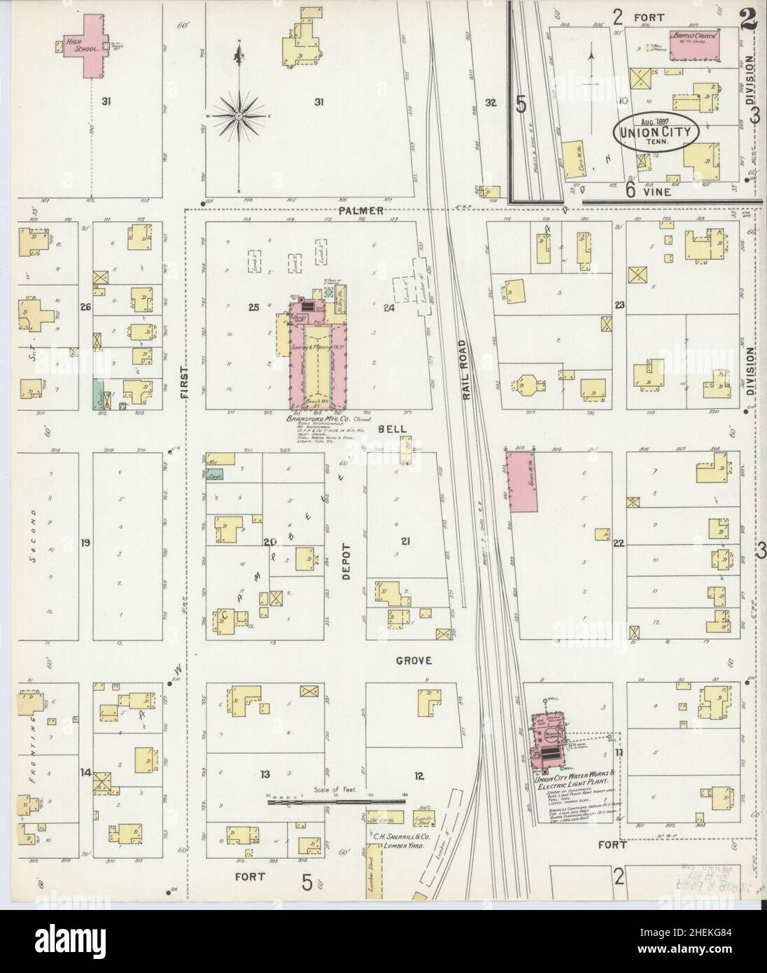 Sanborn Fire Insurance Map from Union City, contea di Obion, Tennessee. Foto Stock