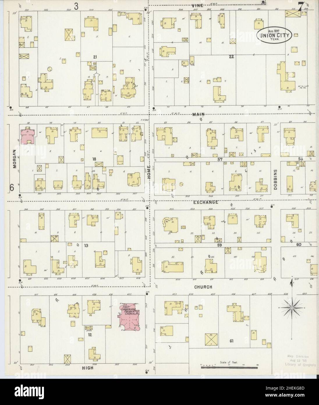 Sanborn Fire Insurance Map from Union City, contea di Obion, Tennessee. Foto Stock