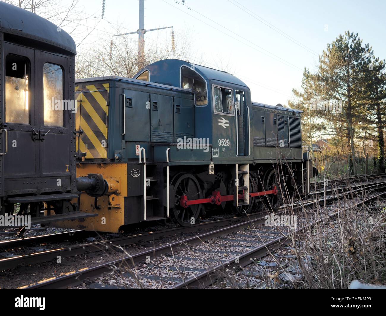 Classe 14 9529 lavora un treno speciale santa sulla Nene Valley Railway a Peterborough, Regno Unito Foto Stock