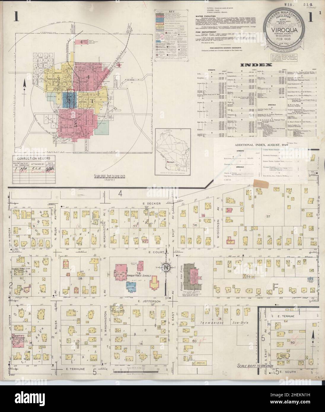 Sanborn Fire Insurance Map da Viroqua, Vernon County, Wisconsin. Foto Stock