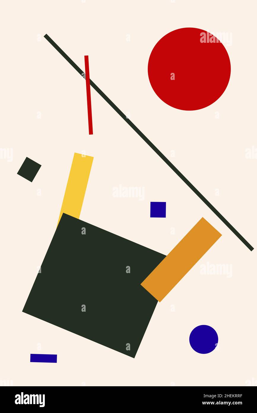 Composizione astratta, pittura in stile suprematismo Illustrazione Vettoriale