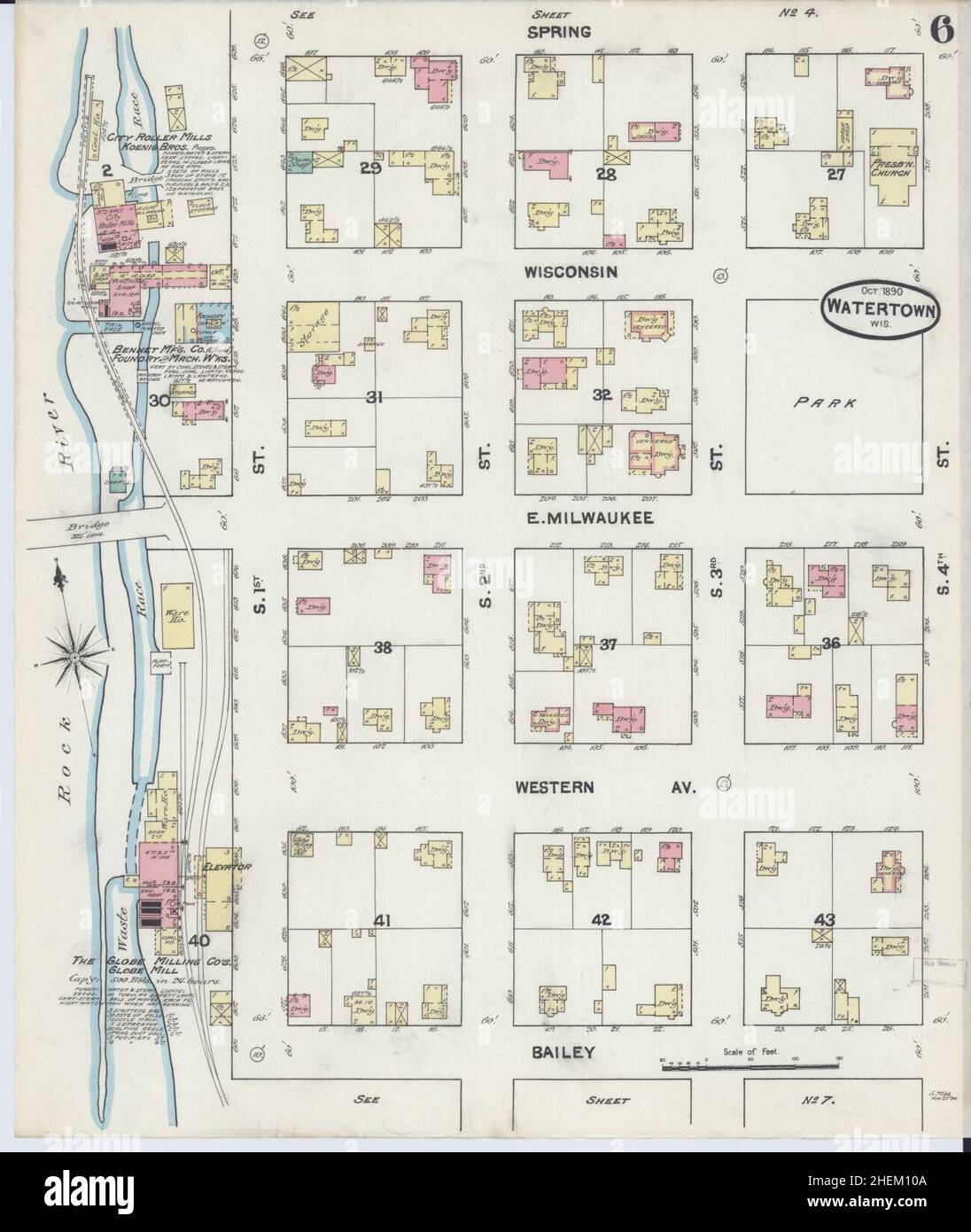 Sanborn Fire Insurance Map da Watertown, Jefferson County, Wisconsin. Foto Stock