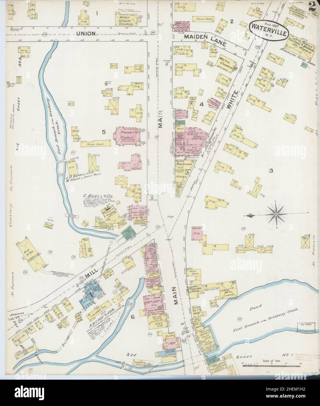 Sanborn Fire Insurance Map from Waterville, Oneida County, New York. Foto Stock