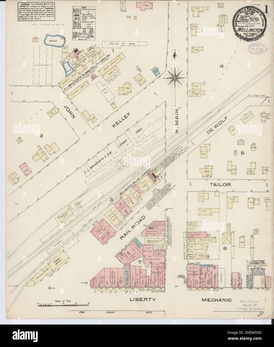 Sanborn Fire Insurance Map da Wellington, Lorain County, Ohio. Foto Stock