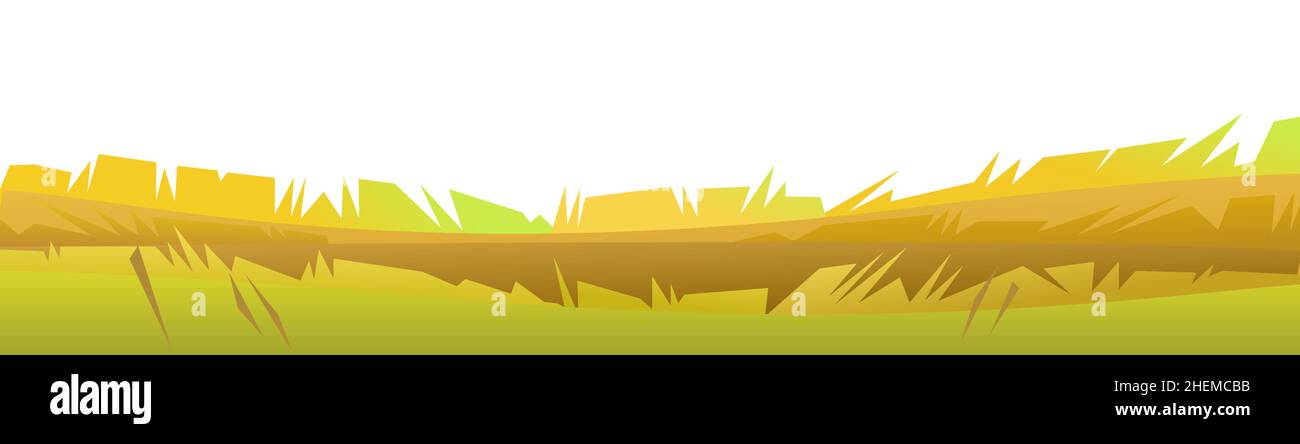 Erba da vicino. Bellissimo paesaggio rurale autunno. Fauna selvatica rustica. Villaggio è pascolo e orto. Tempo di raccolta dell'anno. Giallo e arancione Illustrazione Vettoriale