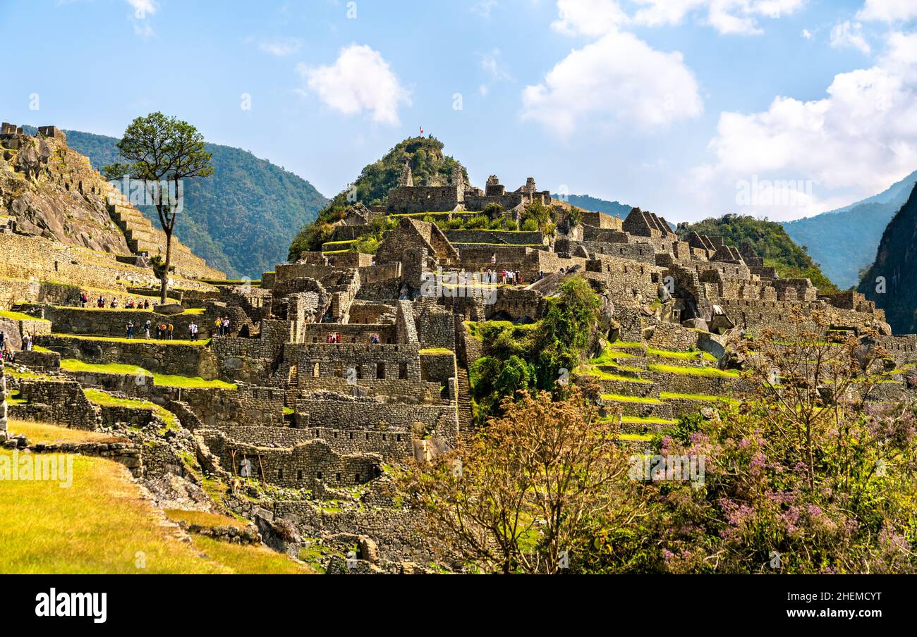 Antica città inca di Machu Picchu in Perù Foto Stock