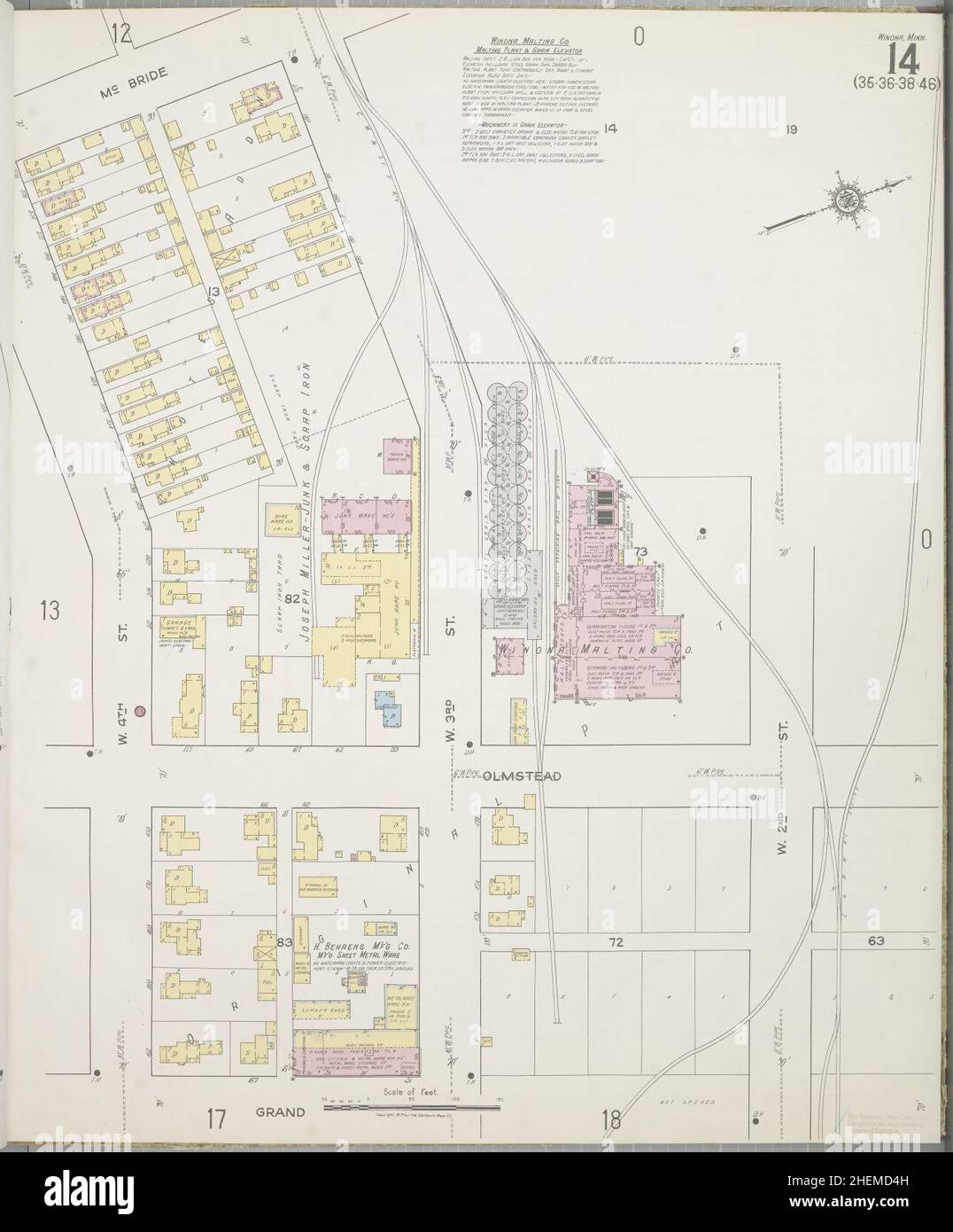 Sanborn Fire Insurance Map from Winona, Contea di Winona, Minnesota. Foto Stock