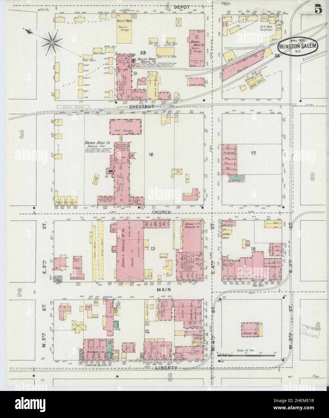 Sanborn Fire Insurance Map da Winston-Salem, Forsyth County, North Carolina. Foto Stock